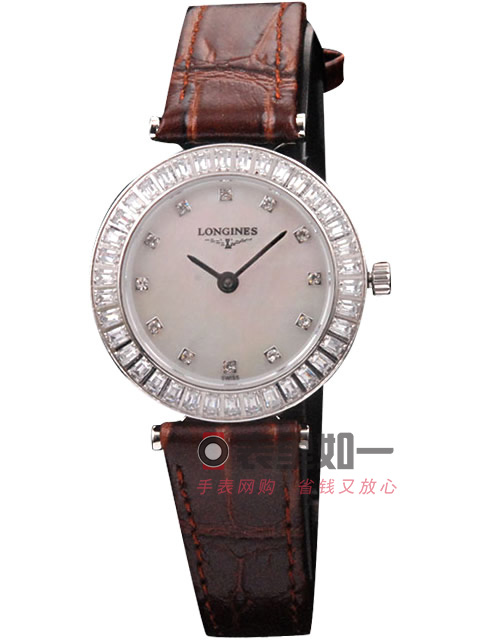 浪琴Longines 貝母面 鑲鉆女士石英腕錶