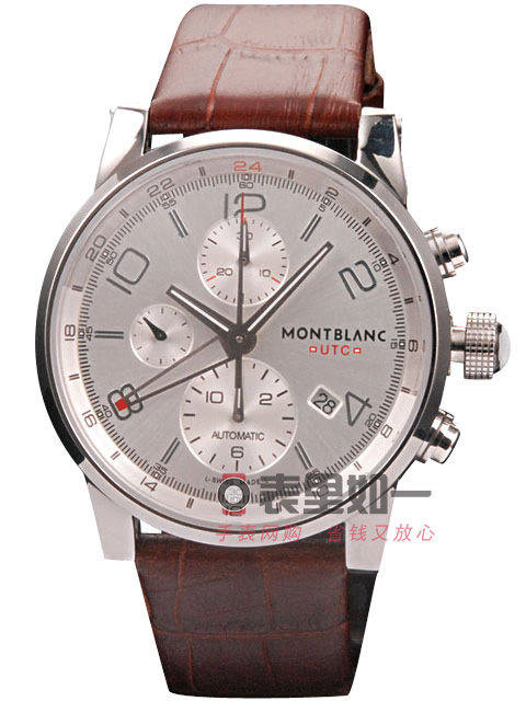 高仿萬寶龍手錶-Montblanc 時光行者系列7750多功能機械計時碼錶 白盤棕色皮帶