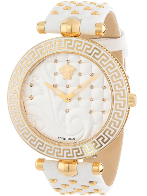 高仿范思哲(Versace)女白皮帶美杜莎標志尊貴VK7090013 手錶