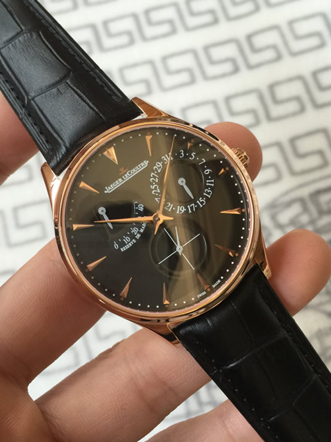 高仿積傢手錶-Jaeger-LeCoultre MASTER CONTROL大師系列黑盤玫瑰金 自動機械腕錶