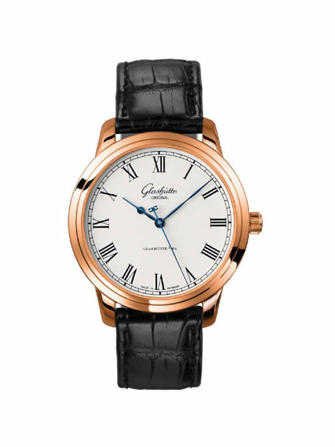 高仿格拉蘇蒂原創手錶-Glashütte Original 精髓系列1-39-59-01-05-04玫瑰金機械腕錶