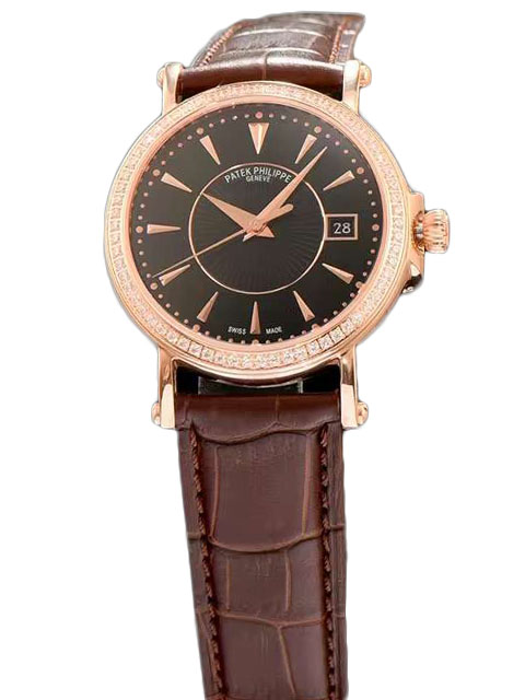 PATEK PHILIPPE百達翡麗古典錶系列5153R-001玫瑰金鑲鉆黑盤腕錶