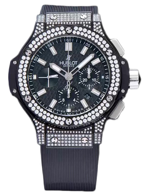 高仿HUBLOT宇舶大爆炸系列341.CV.130.RX.114鑲鉆機械腕錶 條釘刻度