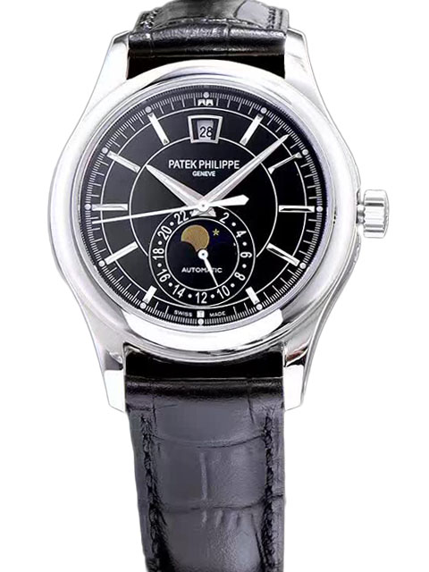 高仿百達翡麗手錶-PATEK PHILIPPE 復雜功能計時系列5905P-010腕錶 黑色錶盤