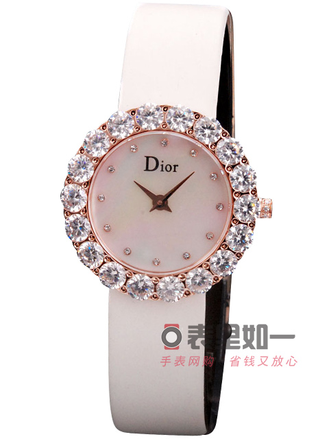 迪奧Dior 時尚鑲鉆瑞士石英腕錶 玫瑰金 32*19mm 