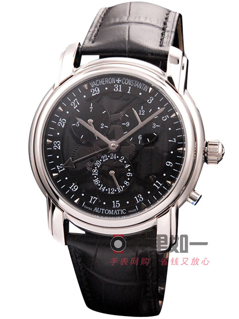 江詩丹頓Vacheron Constantin 傳承系列 星期月份 雙時區 自動機械腕錶 43*14mm 黑面