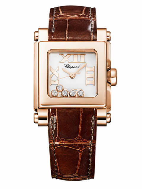 CHOPARD蕭邦HAPPY DIAMONDS系列275349-5001玫瑰金石英腕錶