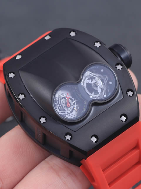 高仿理查德·米勒手錶-RICHARD MILLE 男士系列RM 053腕錶 黑鋼錶殼 黑色字面 紅色橡膠錶帶