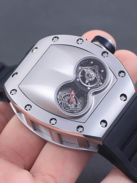 高仿理查德·米勒手錶-RICHARD MILLE 男士系列RM 053腕錶 精鋼錶殼 銀色字面 黑色橡膠錶帶