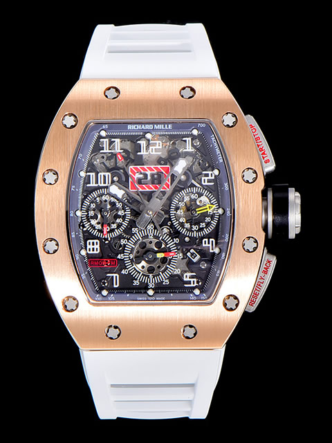 高仿理查德·米勒男士系列 RM011FLYBACK CHRONOGRAPH機械男錶（玫瑰金殼）