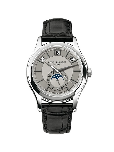 高仿百達翡麗手錶-PATEK PHILIPPE 復雜功能計時系列5205G-001 腕錶 銀白錶盤