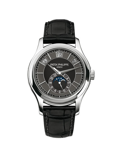 高仿百達翡麗手錶-PATEK PHILIPPE 復雜功能計時系列5205G-010 腕錶 灰黑錶盤