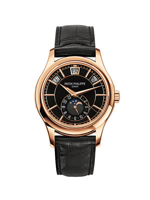 高仿百達翡麗手錶-PATEK PHILIPPE 復雜功能計時系列5205R-010 腕錶 黑色錶盤